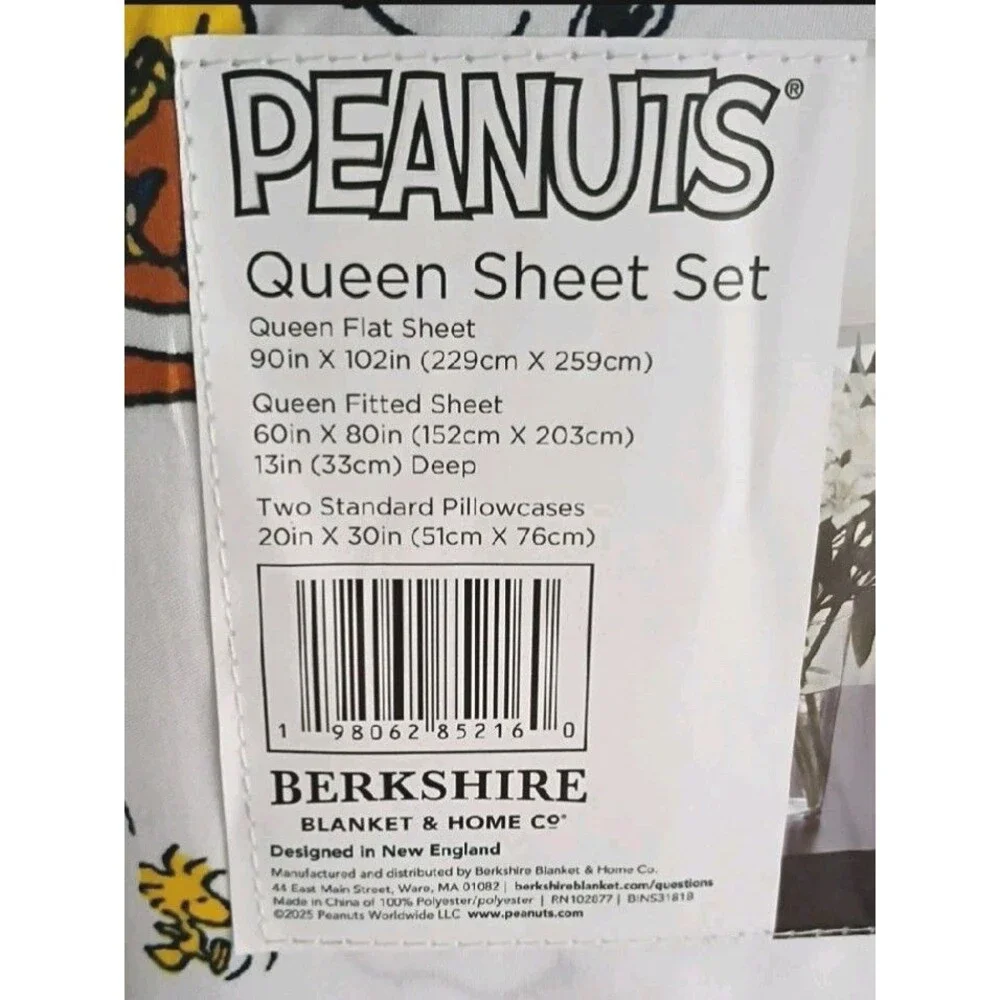 Peanuts Snoopy Queen Sheet Set Charlie Brown Sports Baseball Tennis Hockey NEW